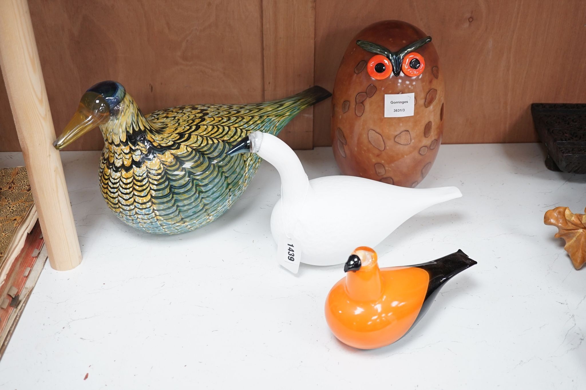 Seven Olive Toikka for littala studio glass birds, owl 26cm
